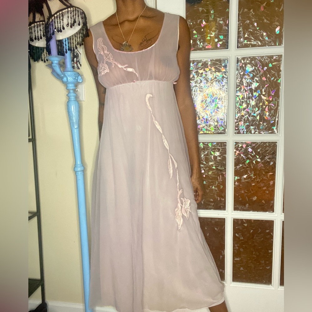 Morris Star Vintage Babydoll Nightgown with Pink Ribbon Detail